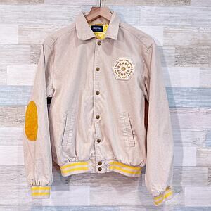 Bumble Social Dating App Corduroy Bomber Jacket Beige Yellow Cotton Women Medium
